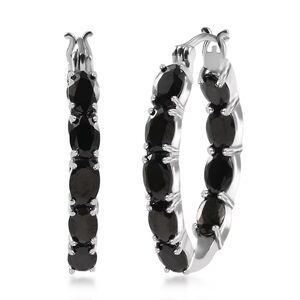 Elite Shungite Hoop Earrings In 925 Sterling Silver